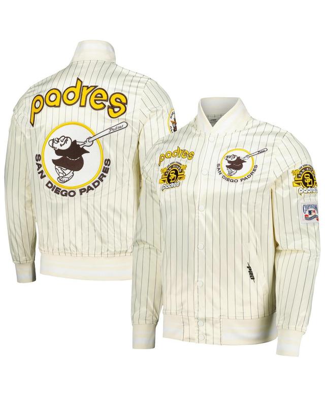 Pro Standard Mens Cream San Diego Padres Cooperstown Collection Pinstripe Retro Classic Satin Full-Snap Jacket Product Image