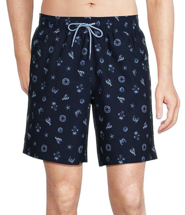 Roundtree & Yorke Mini Sea Motif 8#double; Inseam Swim Trunks Product Image