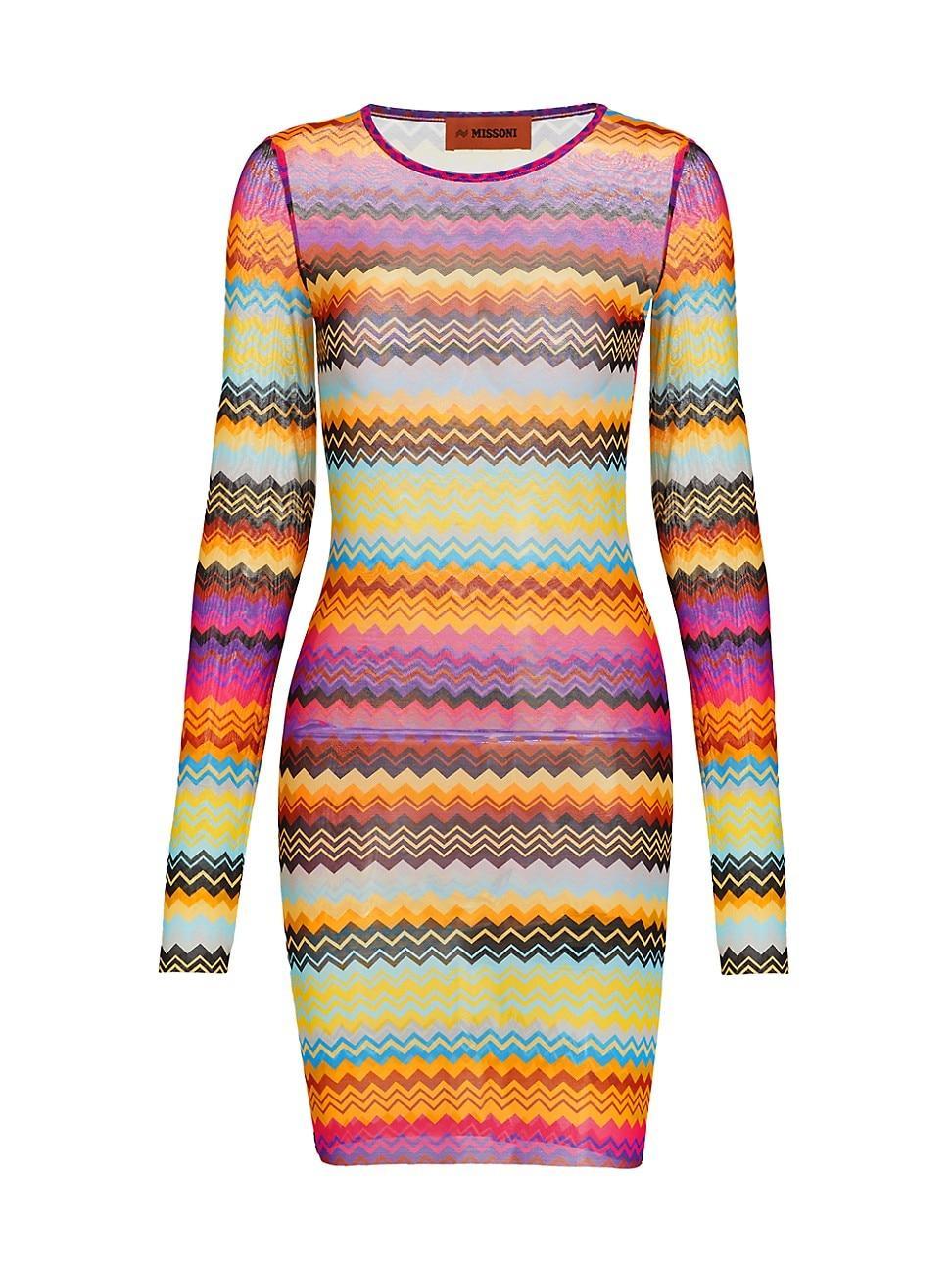 Womens Long-Sleeve Zigzag Minidress Product Image