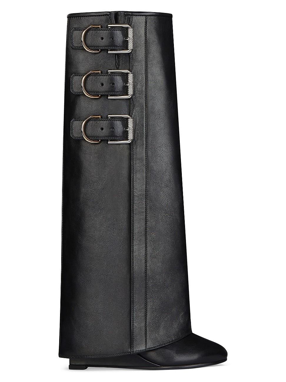 Womens Shark Lock Buckles Boots in Leather Product Image