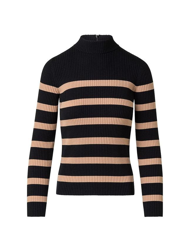 Womens Striped Wool Turtleneck Sweater Product Image