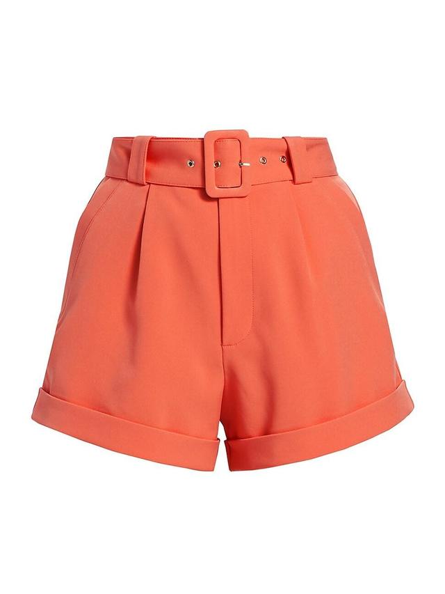 Womens Belen Belted Pleated Crepe Shorts Product Image