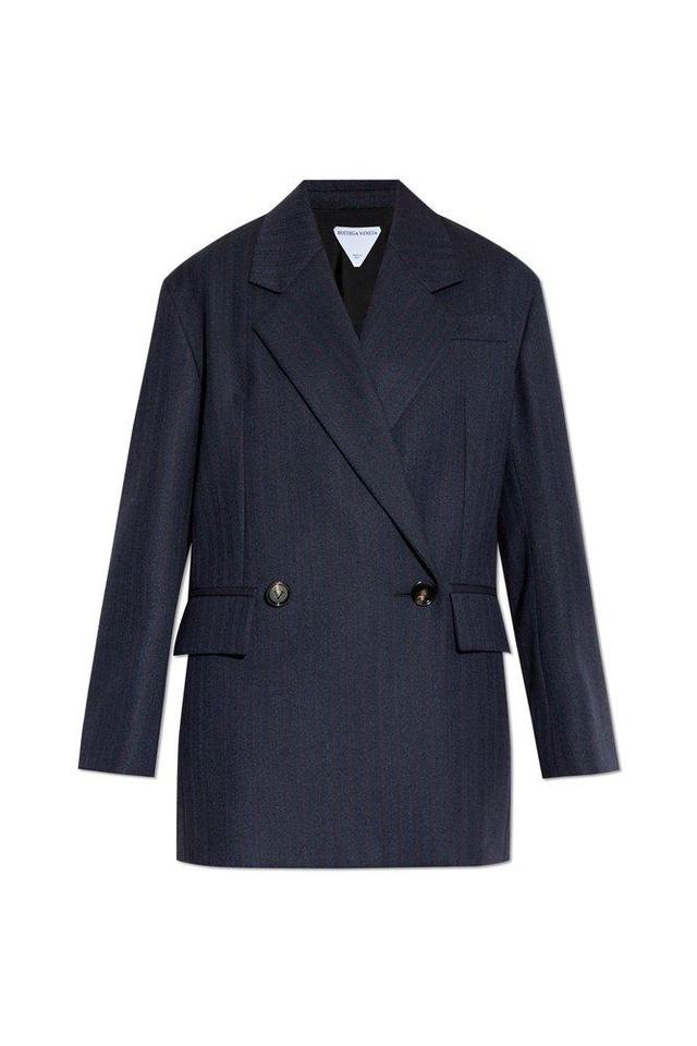 Striped Belted Jacket In Blue Product Image