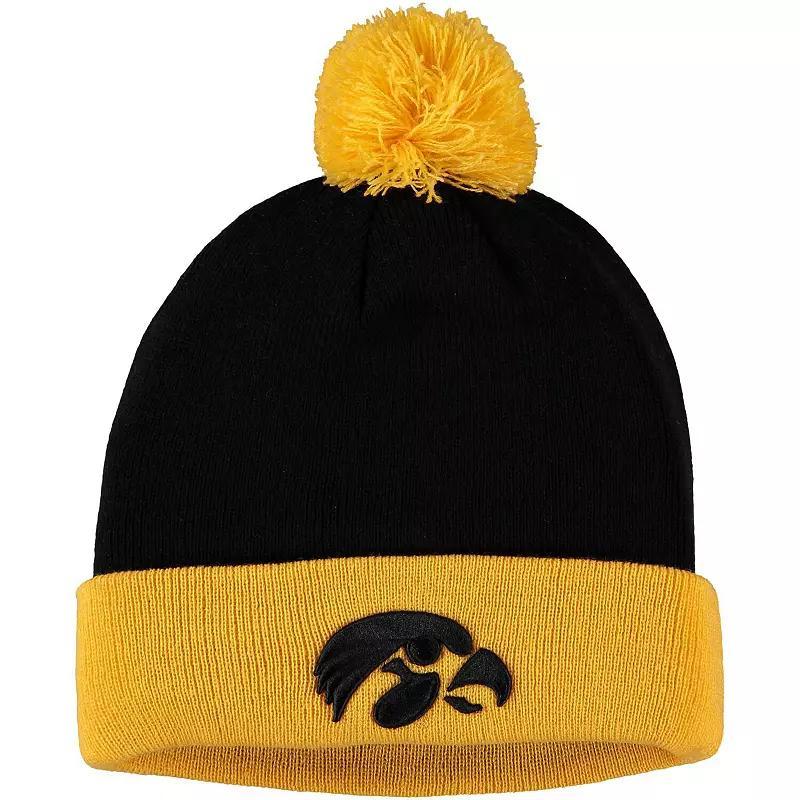 Mens Top of the World /Gold Iowa Hawkeyes Core 2-Tone Cuffed Knit Hat with Pom Product Image