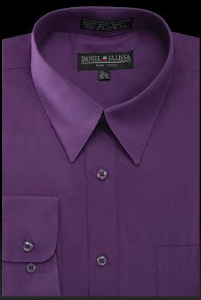 Basic Dress Shirt Convertible Cuff Regular Fit in Purple Product Image