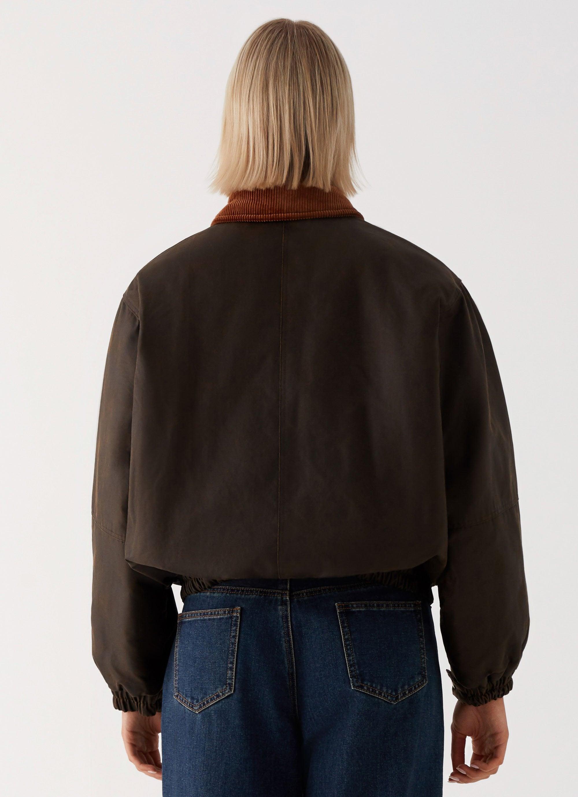 Lucky Gal Bomber Jacket - Waxed Brown Product Image