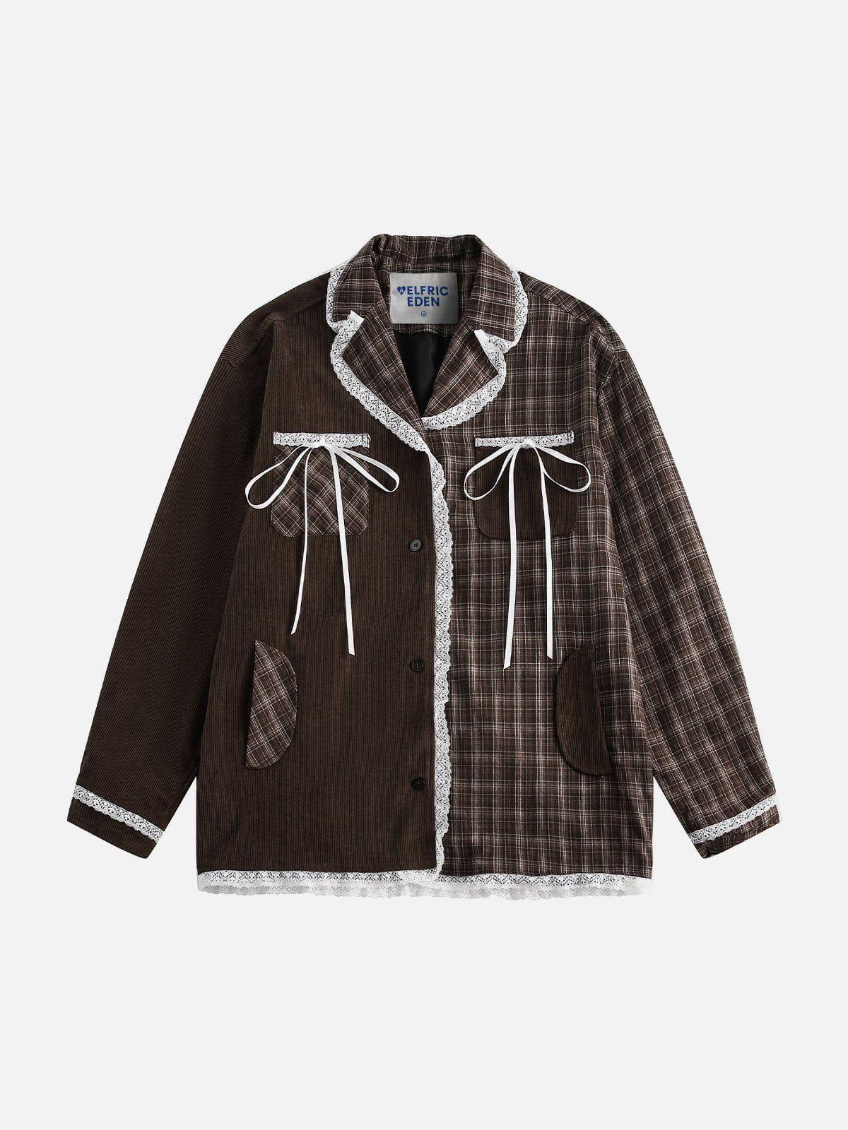 Aelfric Eden Plaid Lace Patchwork Jacket Product Image