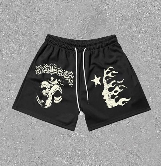 Sopula Vintage Hellstar Graphic Casual Street Mesh Shorts product image