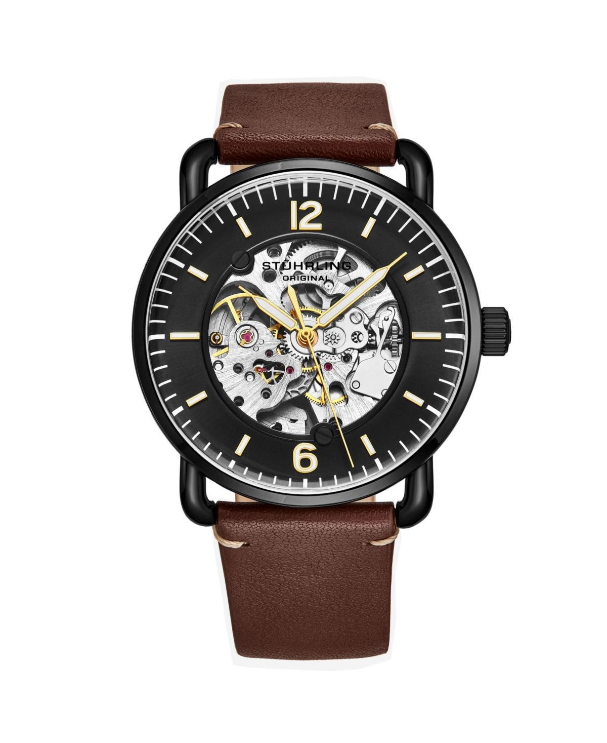 Stuhrling Mens Brown Leather Strap Watch 42mm Product Image