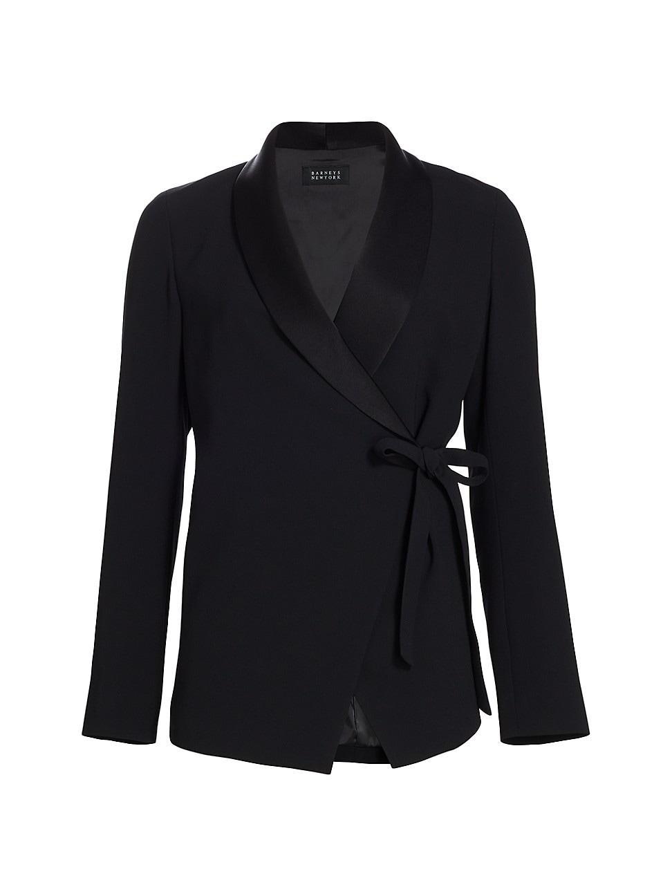 Womens Satin-Collar Wrap Jacket Product Image