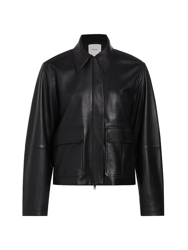 Womens Clean Leather Jacket Product Image