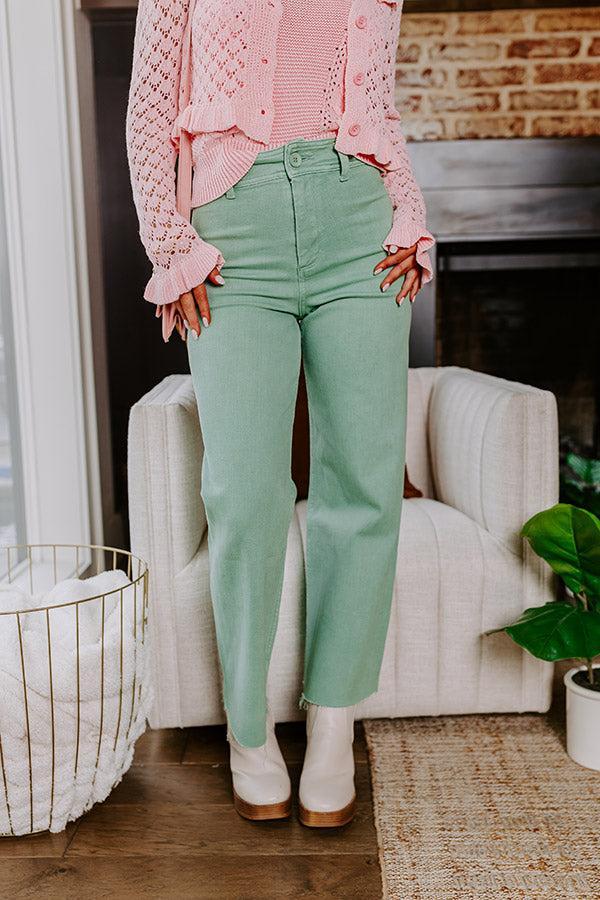 The Taron High Waist Wide Leg Pants in Pear Product Image