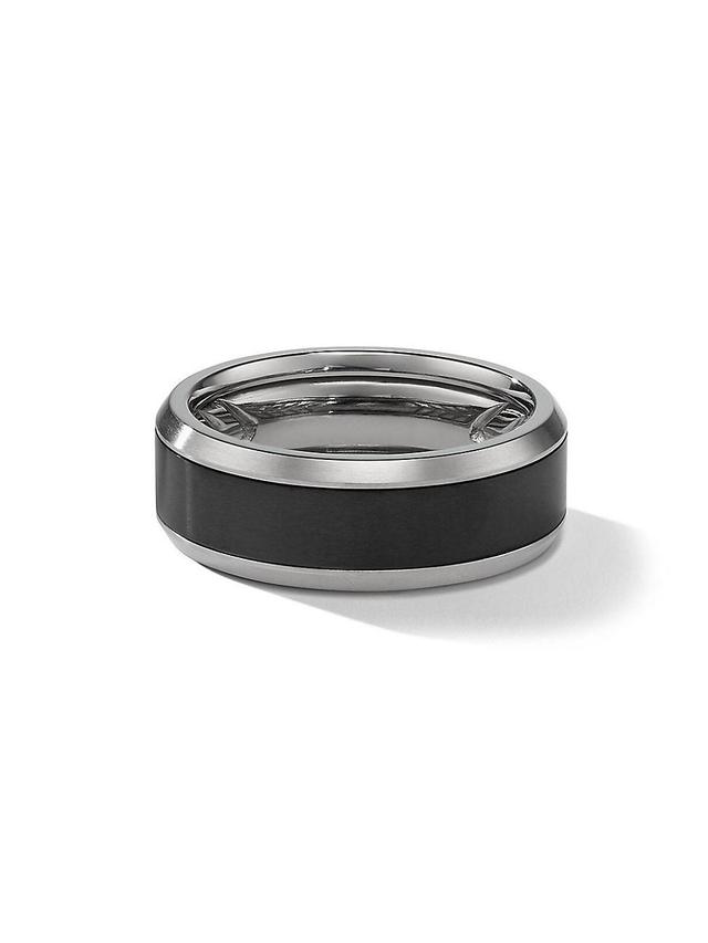 Mens Beveled Band Ring in Grey Titanium with Black Titanium Product Image