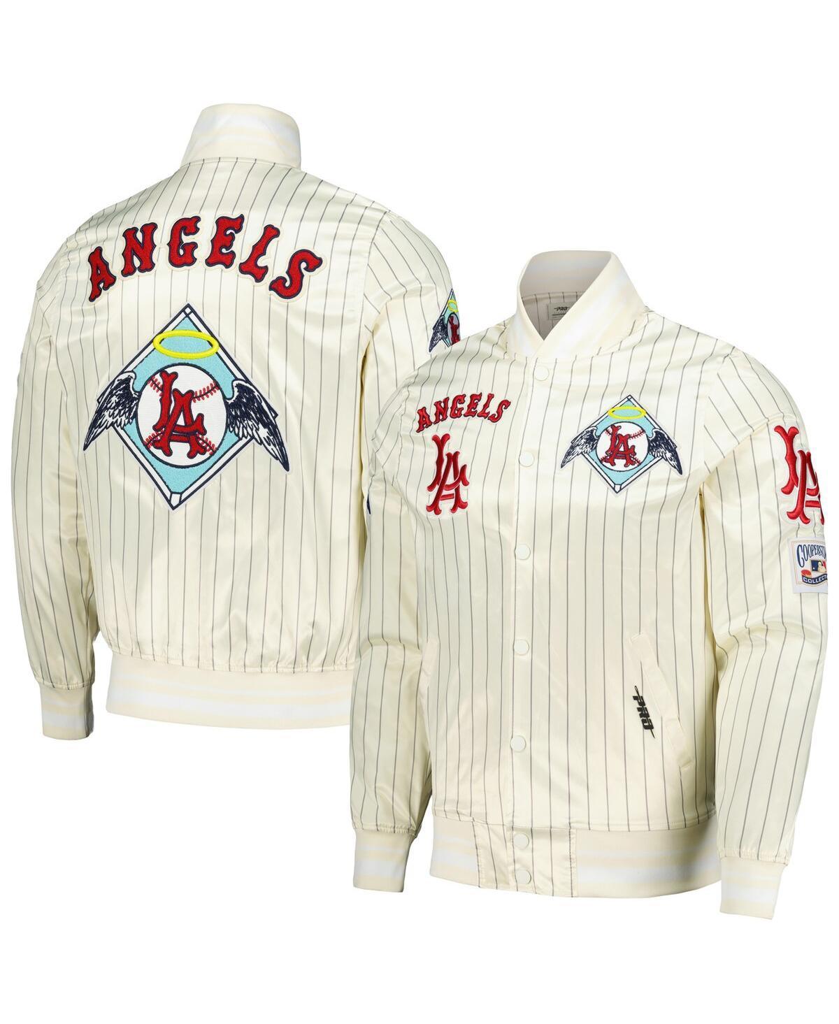 Pro Standard Mens Cream Los Angeles Angels Cooperstown Collection Pinstripe Retro Classic Satin Full-Snap Jacket Product Image