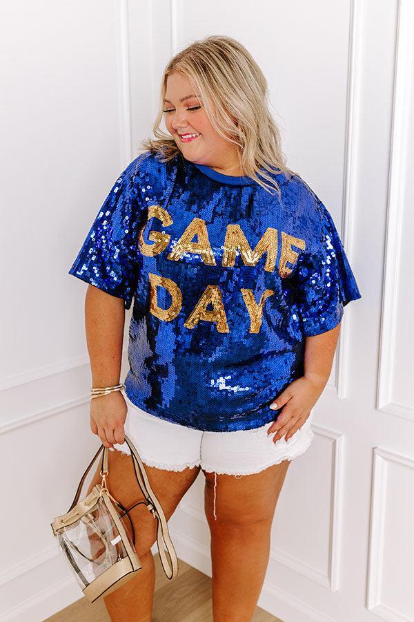 Gameday Sequin Tunic in Blue Curves Product Image