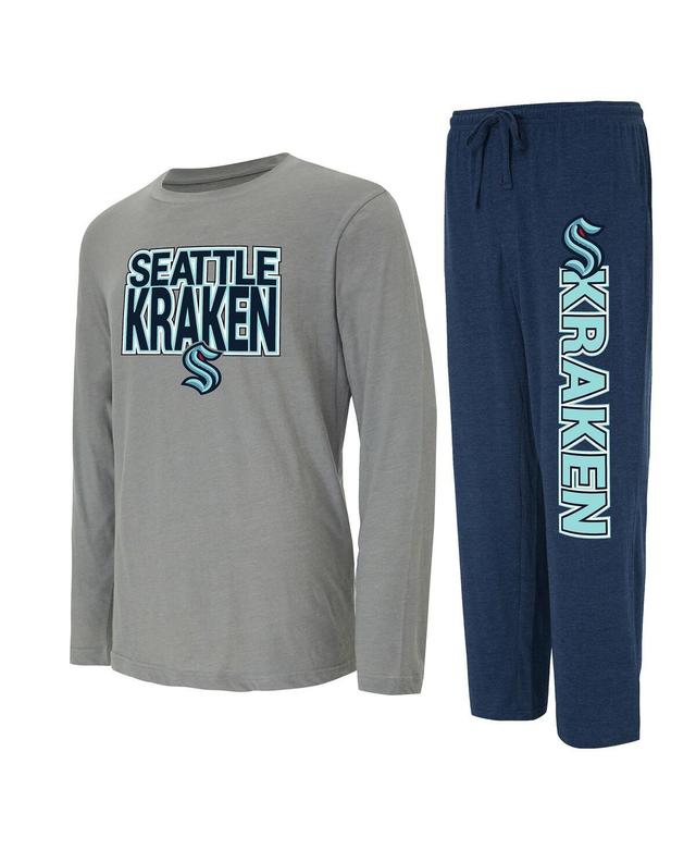 Mens Concepts Sport Navy Seattle Kraken Meter Long Sleeve T-shirt and Pants Sleep Set - Navy Product Image