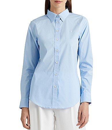 Lauren Ralph Lauren Easy Care Point Collar Long Sleeve Cotton Blend Shirt Product Image