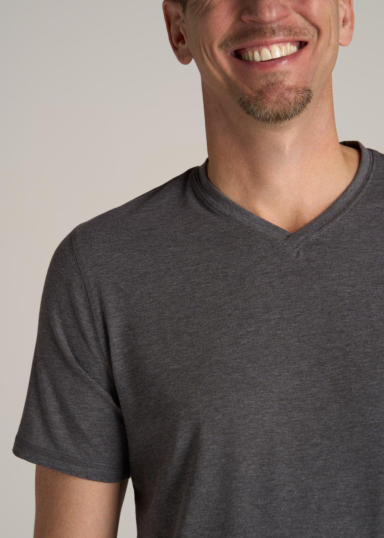 The Essential REGULAR-FIT V-Neck Men's Tall Tees in Charcoal Mix Male Product Image