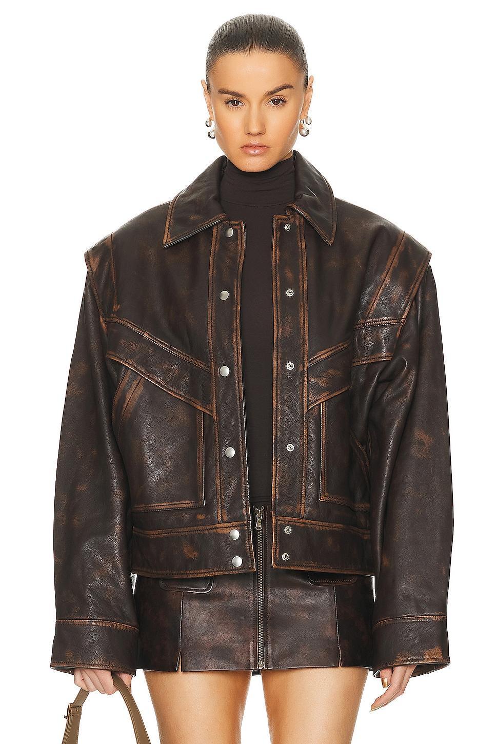 GRLFRND Jayden Distressed Leather Jacket Size XS. Product Image