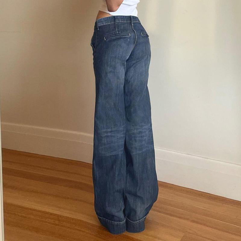 High Rise Washed Wide Leg Jeans Product Image