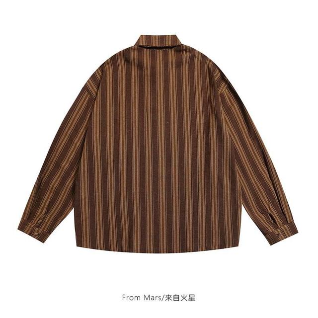 Long Sleeve Collared Striped Button Up Shirt Product Image