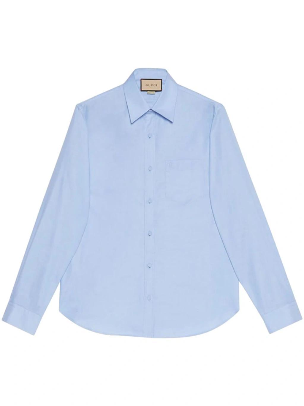 GUCCI Cotton-poplin Oxford Shirt In Blue Product Image