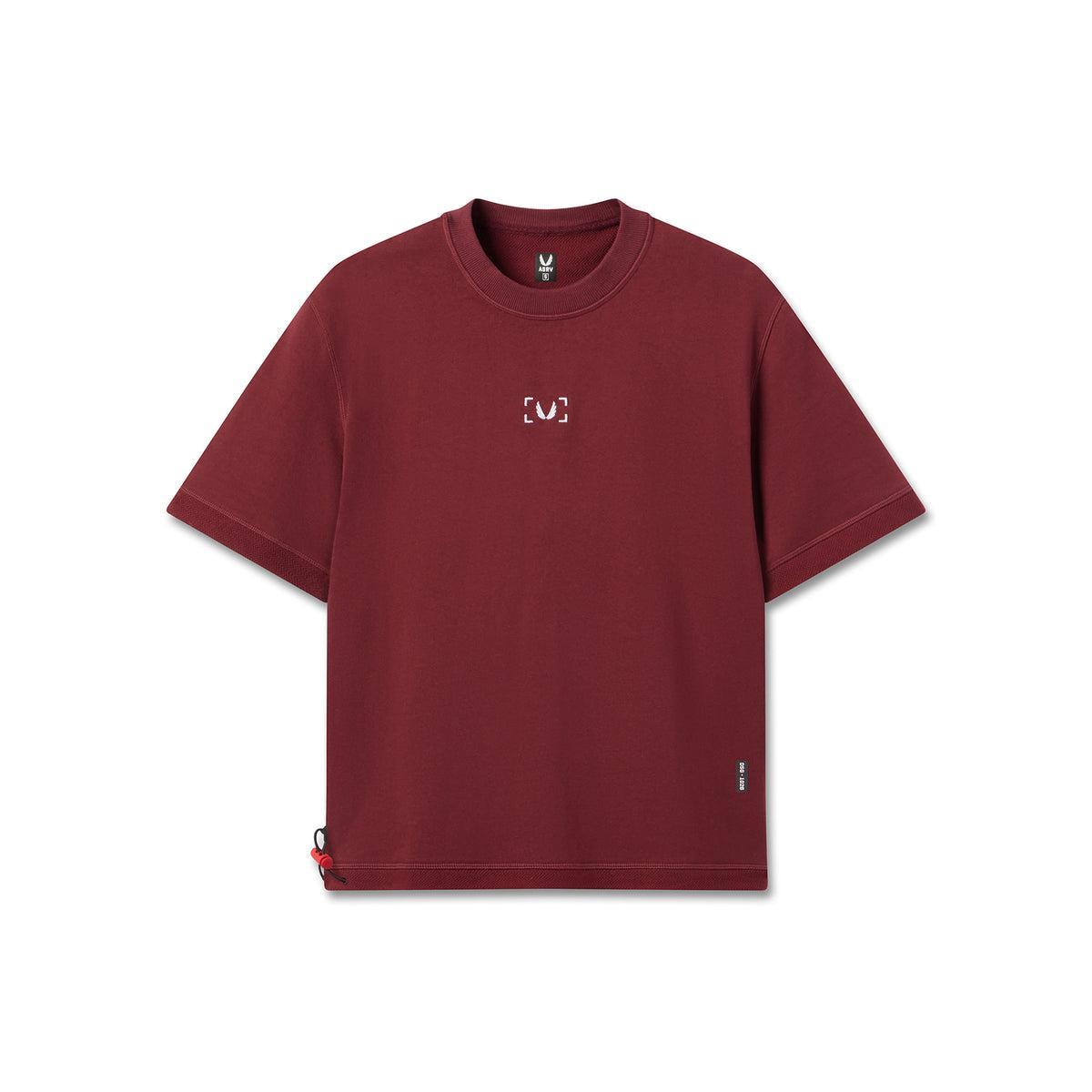 1026. Herringbone Terry Oversized Cinch Tee - Crimson Product Image