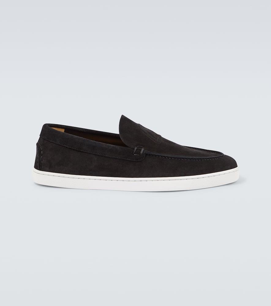 CHRISTIAN LOUBOUTIN Varsiboat Logo-embossed Suede Loafers In Black Product Image