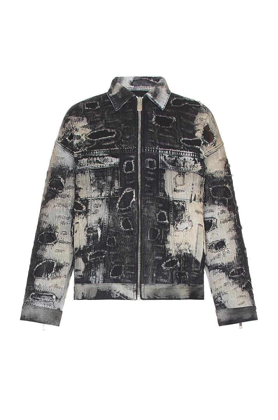 Givenchy Oversized Fit 4g Rivet Zip Denim Jacket in Black Product Image