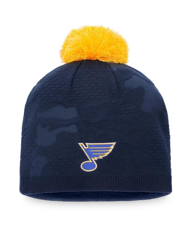 Womens Fanatics Branded /Gold St. Louis Blues Authentic Pro Team Locker Room Beanie with Pom Product Image