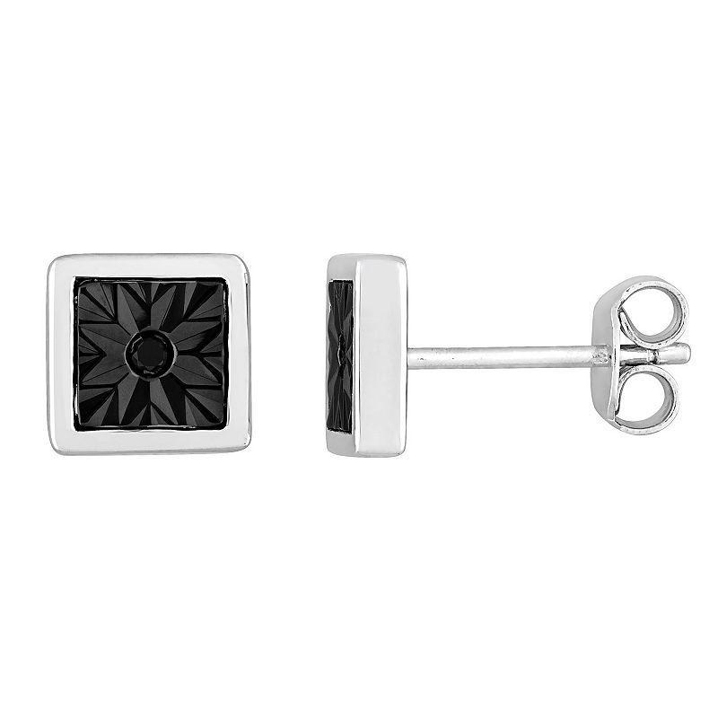 Stella Grace Mens Sterling Silver Black Diamond Accent Stud Earrings Product Image