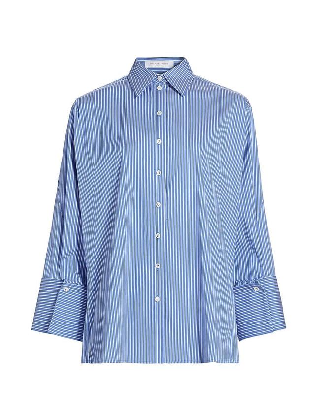 Womens Pinstriped Cotton-Blend Oversized Shirt Product Image