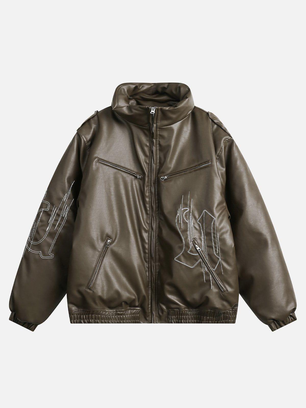 Aelfric Eden Multi Zip Up Leather Coat Product Image