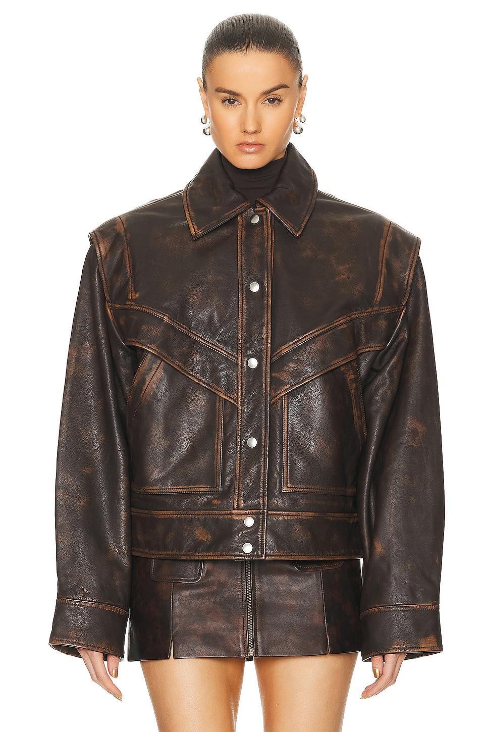 GRLFRND Jayden Distressed Leather Jacket Size L, S, XL, XS, XXS. Product Image