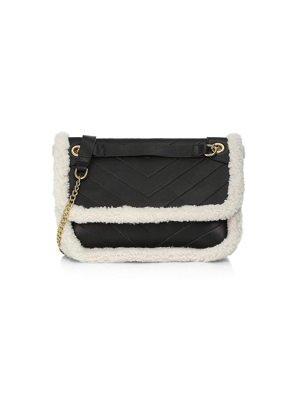 Womens Chevron Shearling Crossbody Bag Product Image