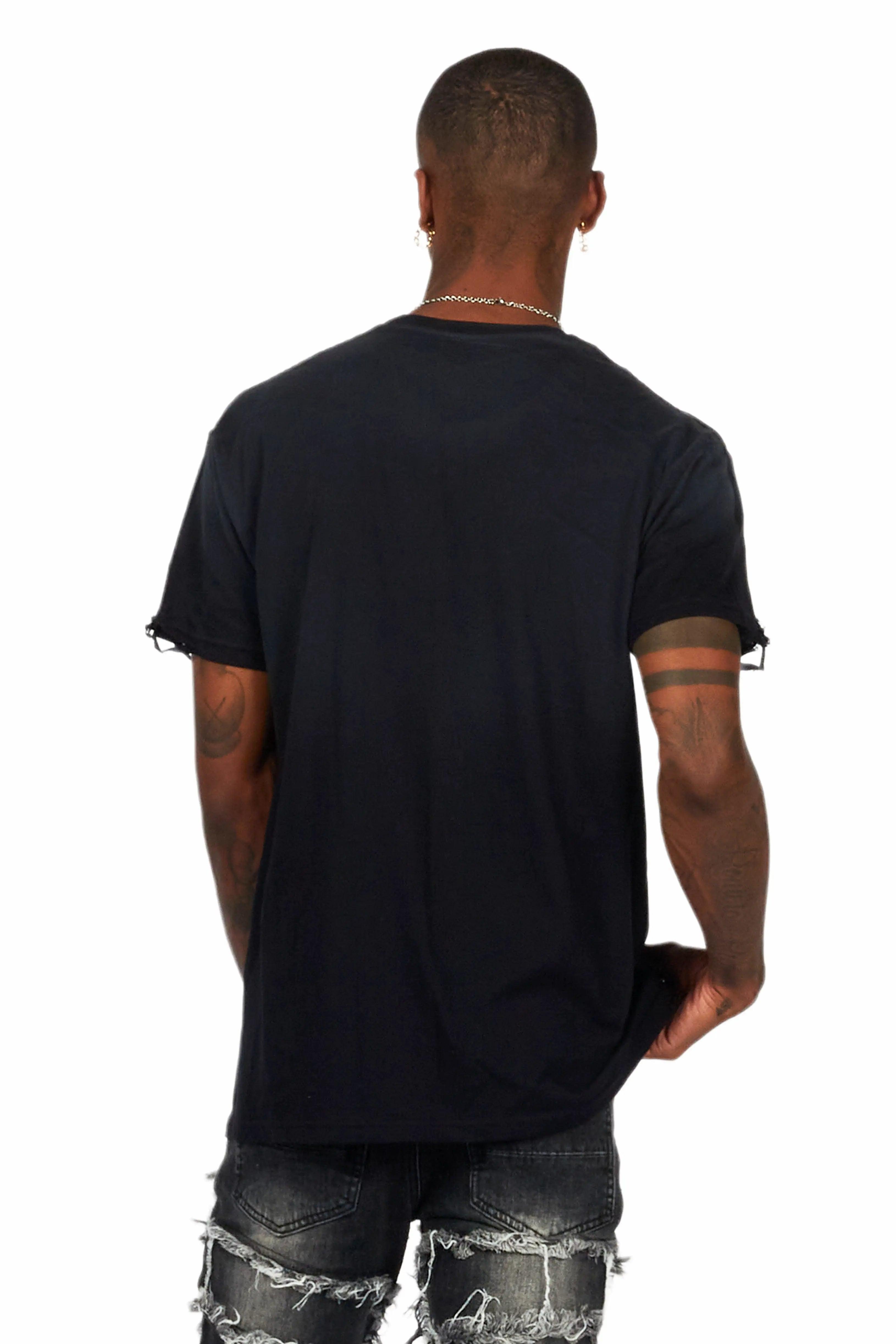 Ummar Black Oversized Graphic T-Shirt Male Product Image