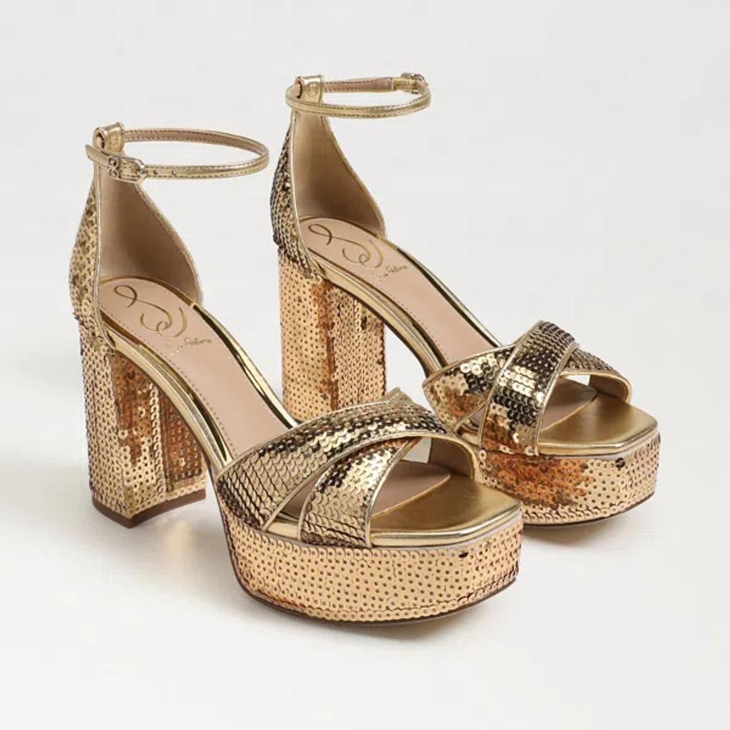 SAM EDELMAN Jullian Sequin Platform Heels In Gold Product Image