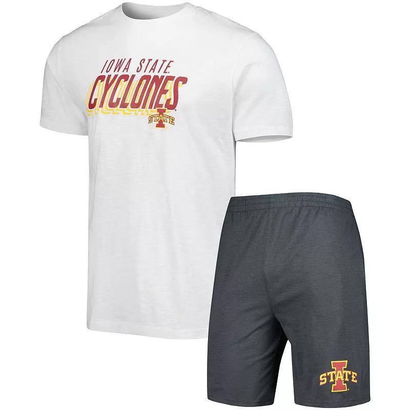 Mens Concepts Sport Charcoal/White Iowa State Cyclones Downfield T-Shirt & Shorts Set Product Image