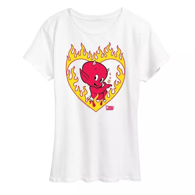 Womens Hot Stuff Flame Heart Graphic Tee, Girls Grey Gray Product Image