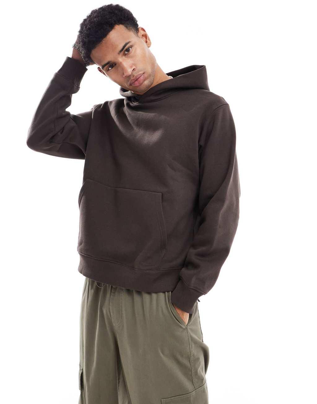 Jack & Jones Premium oversized heavyweight hoodie in chcolate brown  product image