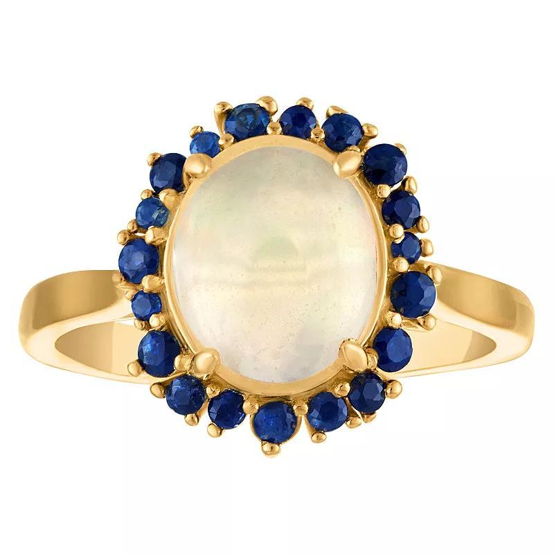 Tiara 14k Gold Over Sterling Silver Opal & Sapphire Ring, Womens Gold Tone Product Image