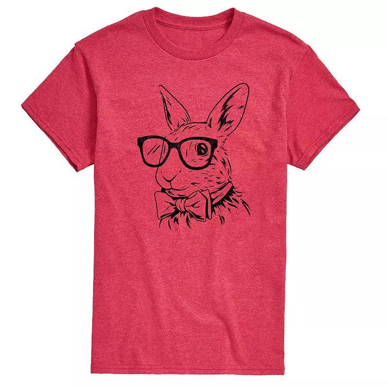 Mens Bunny Bow Tie Graphic Tee Grey Red Product Image