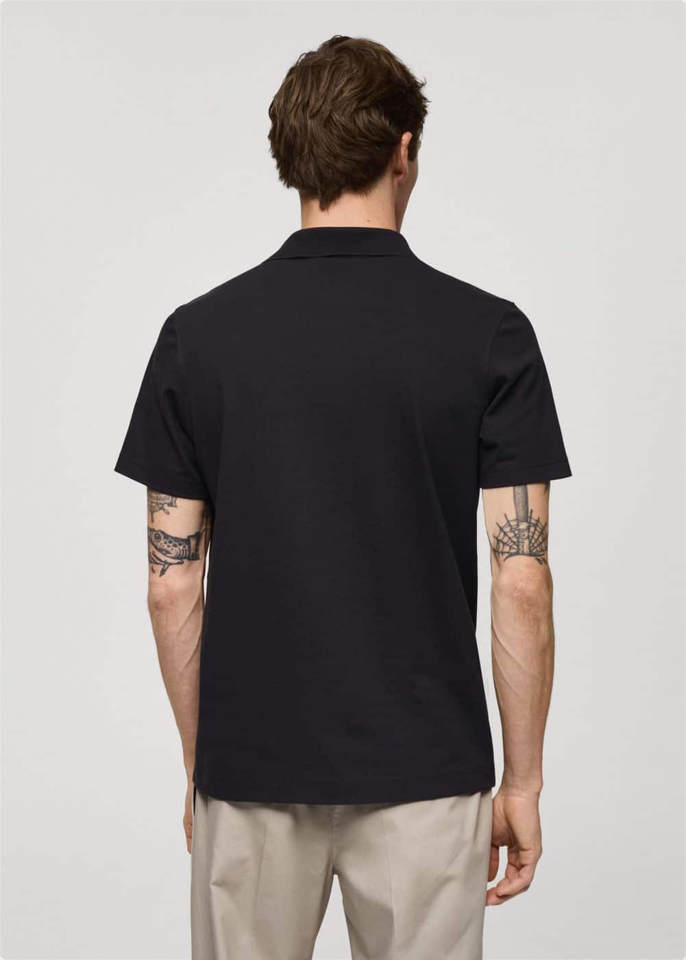 Slim-fit cotton-piqué polo shirt - Men | MANGO USA Product Image