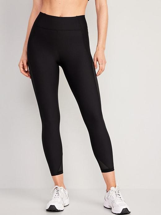 High-Waisted PowerSoft Mesh-Panel 7/8 Leggings Product Image