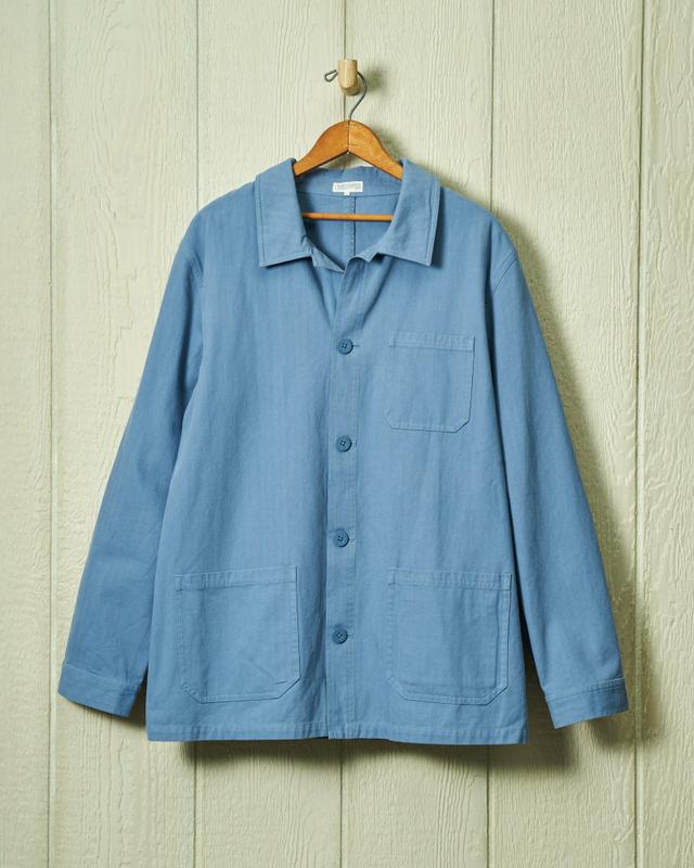 French Workman’s Jacket in Atlantic Blue Herringbone Product Image