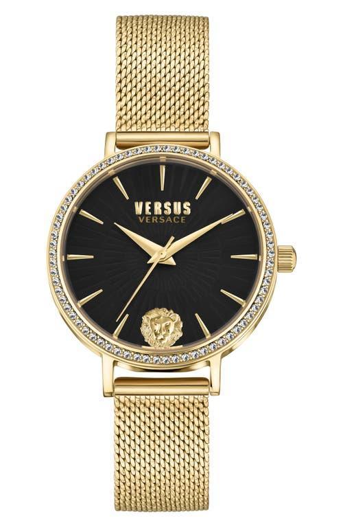 Versus Versace Womens Mar Vista Gold Ion-Plated Mesh Bracelet Watch 34mm Product Image