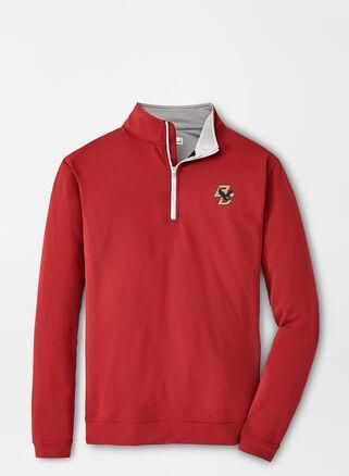 Peter Millar Mens Boston College Perth Performance Quarter-Zip | Color: Maroon | Size: M | BC Product Image