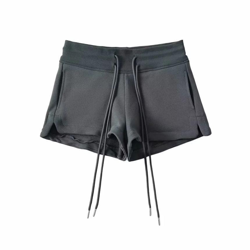 Drawstring Waist Slit Sweat Shorts Product Image