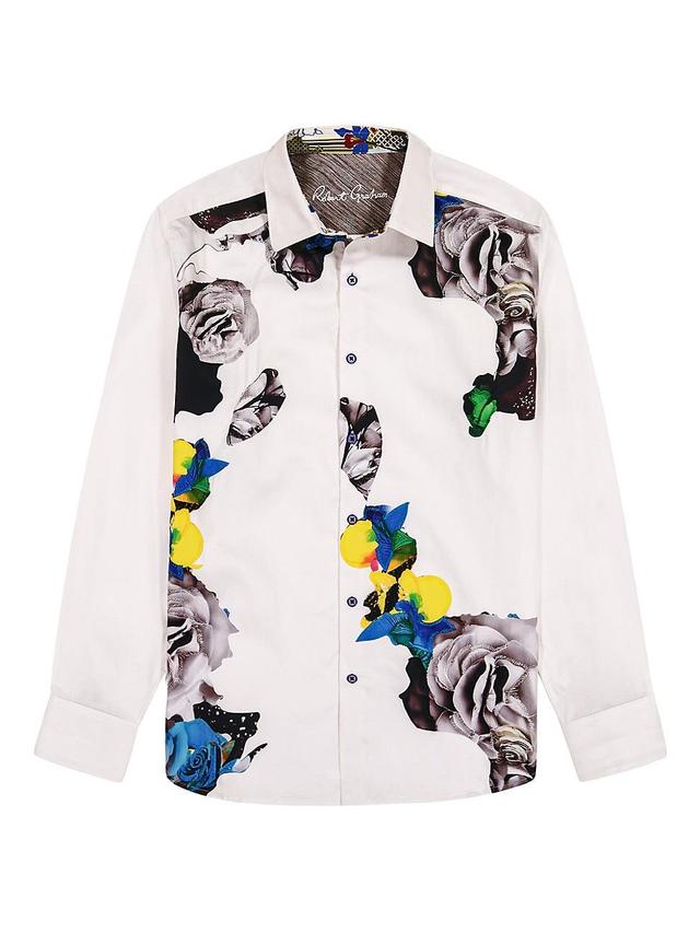 Mens Delmore Abstract Floral Stretch-Cotton Shirt Product Image