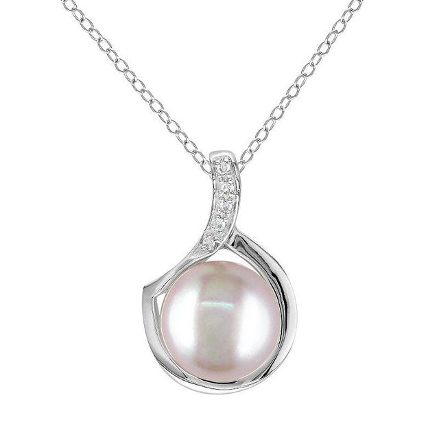 Stella Grace Sterling Silver Dyed Freshwater Cultured Pearl and Diamond Accent Pendant, Womens Pink Product Image